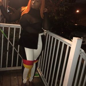 Pleather 3 toned stretch pants